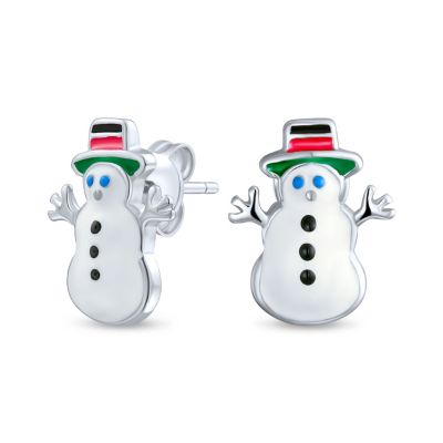 Set of 3 Small Holiday Winter Santa Claus Christmas Tree Snowman Stud Earrings