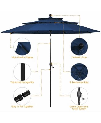 10ft 3 Tier Patio Market Umbrella Aluminum Shade Shelter Double Vented Turquoise
