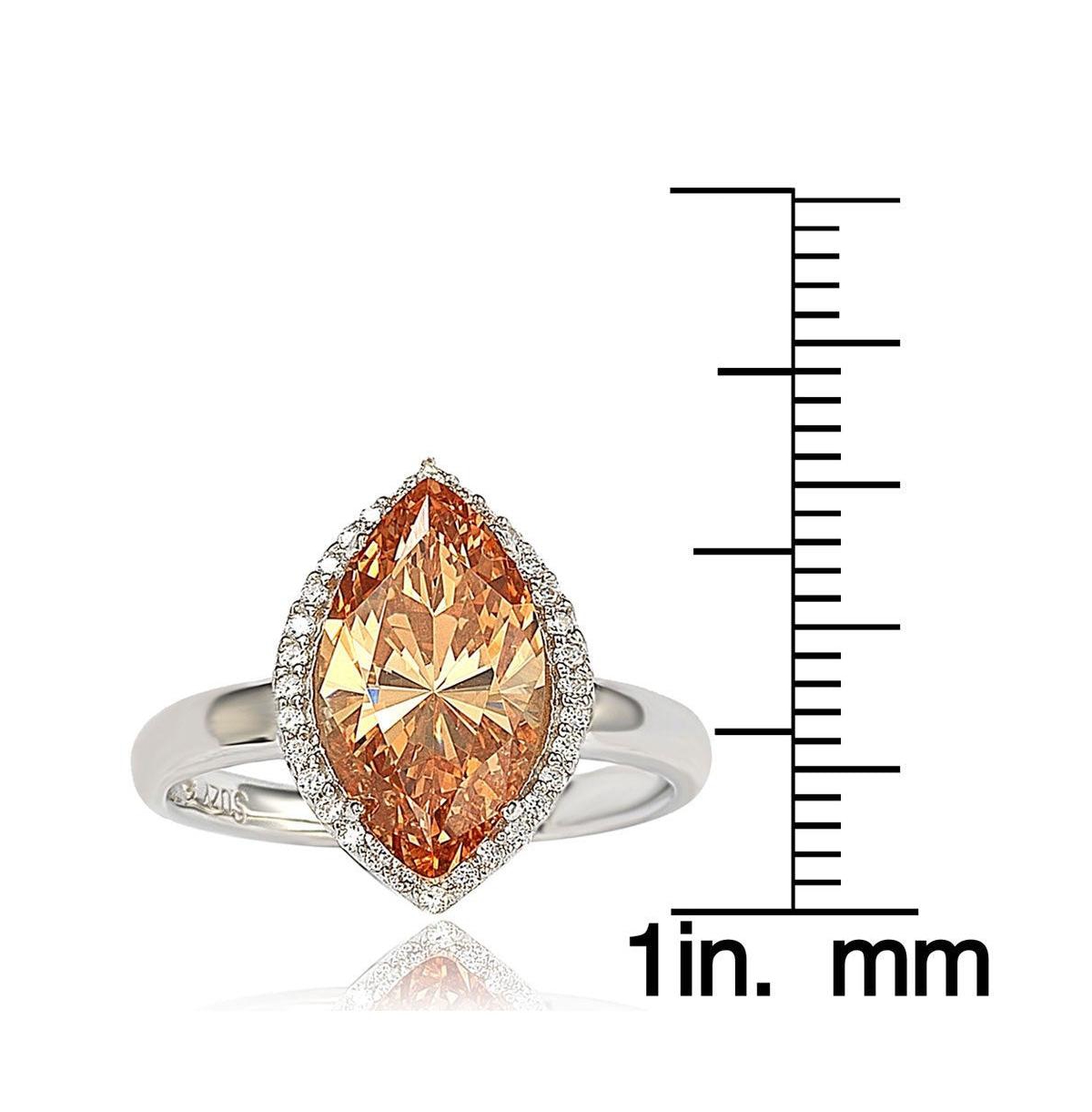 Suzy Levian New York Suzy Levian Sterling Silver Cubic Zirconia Marquise-cut Halo Ring