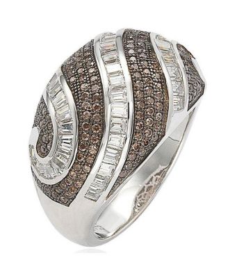 Suzy Levian Sterling Silver Cubic Zirconia Pave and Channel-set Swirl Ring