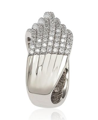  Sterling Silver Cubic Zirconia Pave Edgy Ring