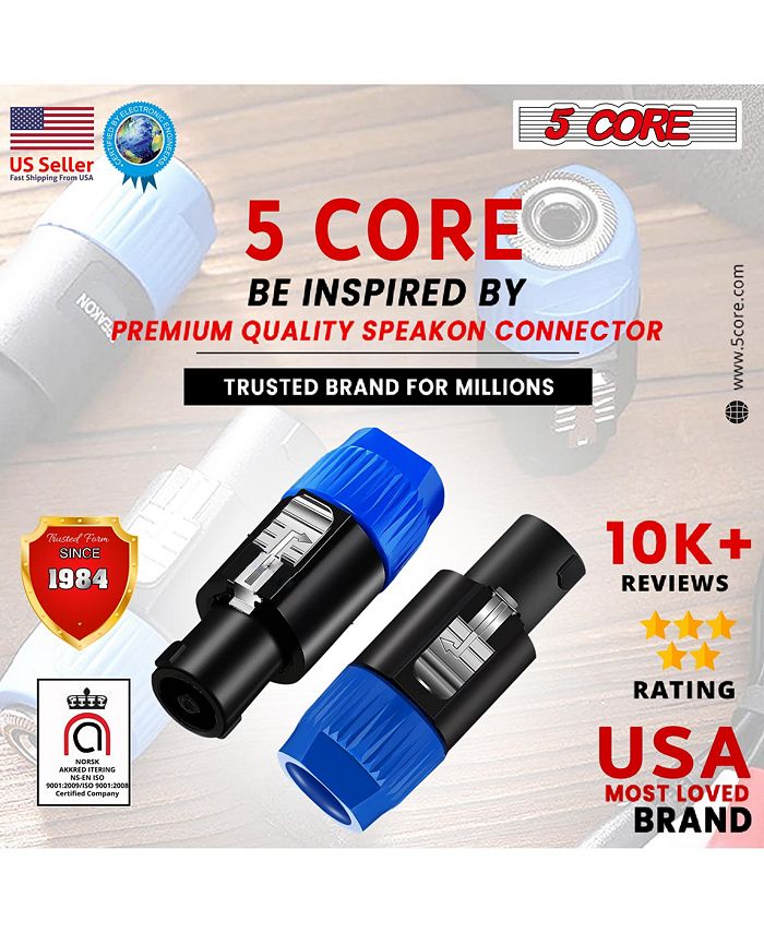 5 Core Speakon Adapter 2 Pack • High Quality Audio Jack Male Audio Pin ...