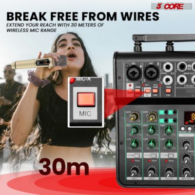 Audio Mixer 4 Channel • DJ Equipment Digital Sound Board • Karaoke XLR Mixers w Bluetooth USB