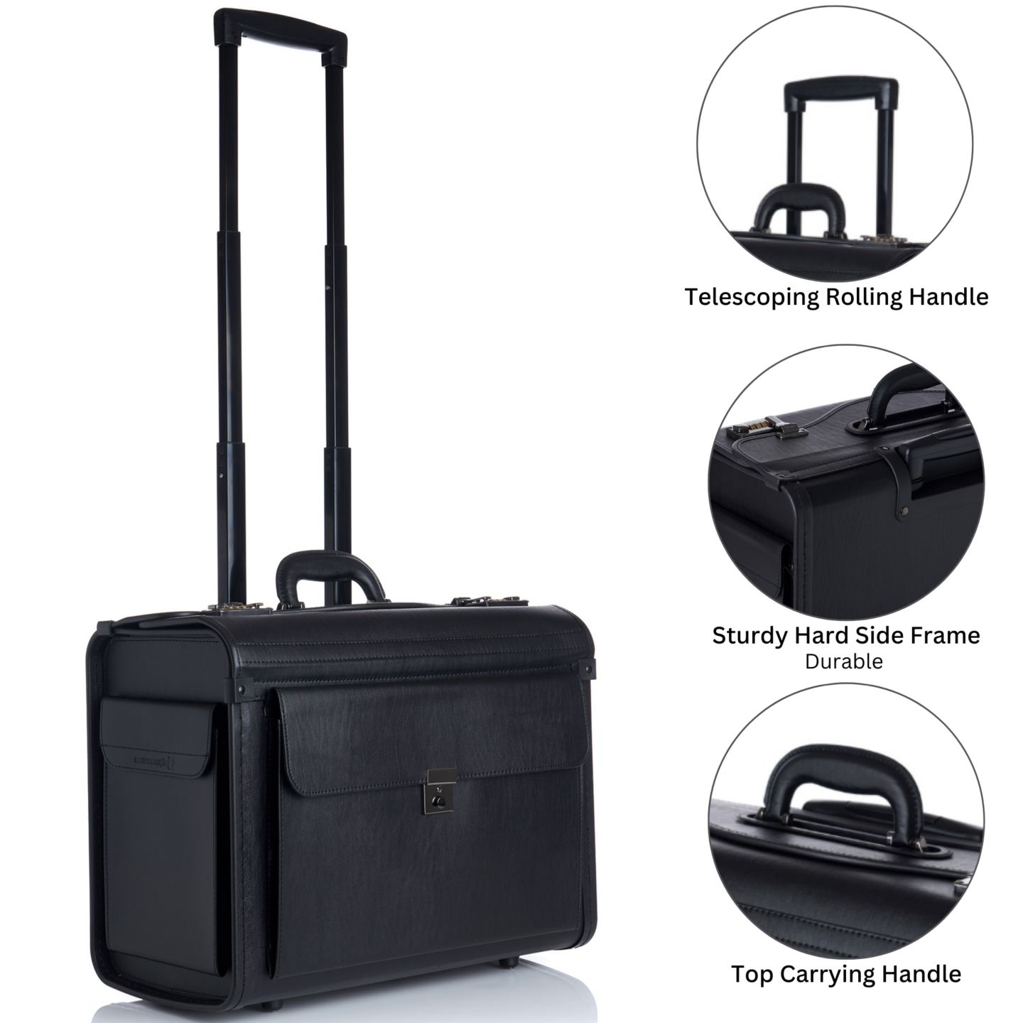 Сумка Alpine Swiss 19 Wheeled Briefcase Rolling Case Sales Sample Pilot Lawyer Attache, цвет: Чёрный — фото 4
