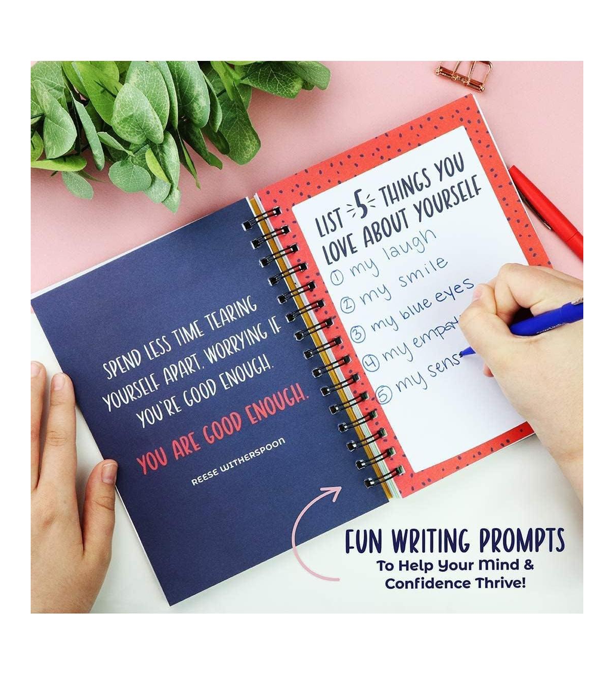 Doodle Hog Empowerment Journal For Teenagers - 100 Page Journal For Kids With Affirmation Prompts, Dot Grid Pages, Stickers & Activity Fold-out Poster