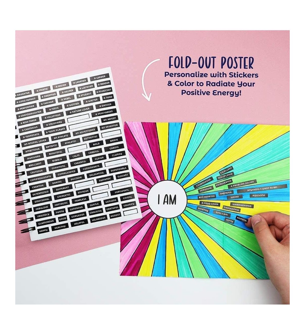 Doodle Hog Empowerment Journal For Teenagers - 100 Page Journal For Kids With Affirmation Prompts, Dot Grid Pages, Stickers & Activity Fold-out Poster