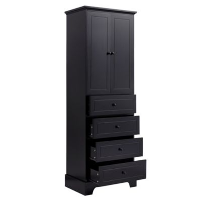 Storage Cabinet with 2 Doors, 4 Drawers - MDF, Painted Finish