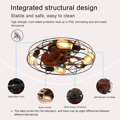 Modern Low Profile Caged Ceiling Fan With Light