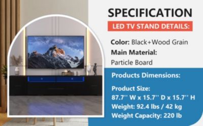 Streamdale RGB LED TV Stand with Storage and Remote Control