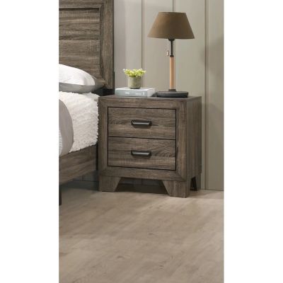 Rustic Gray 2-Drawer Nightstand