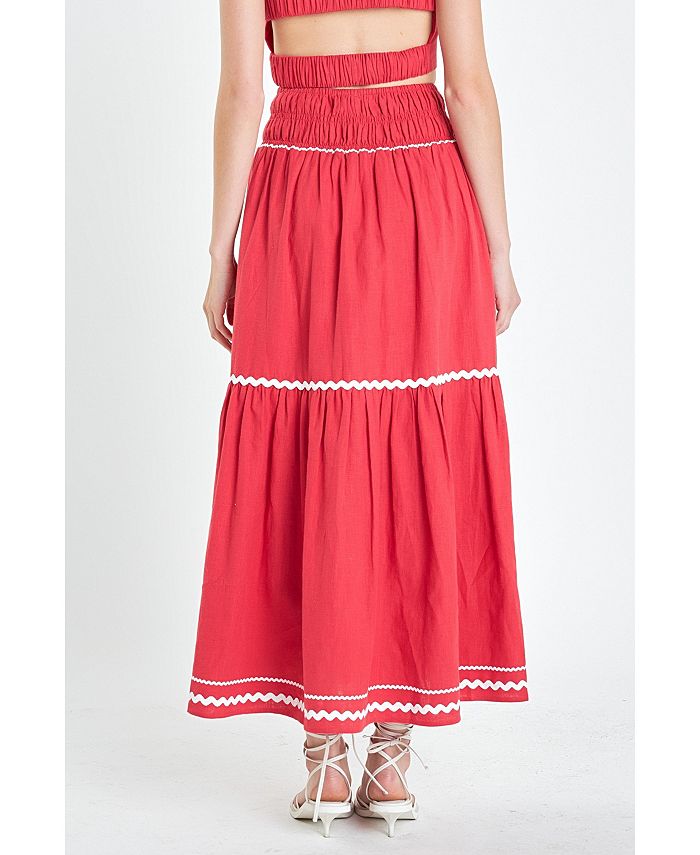 English Factory Women's Linen Maxi Skirt w/ Ric Rac Trim - Macy's