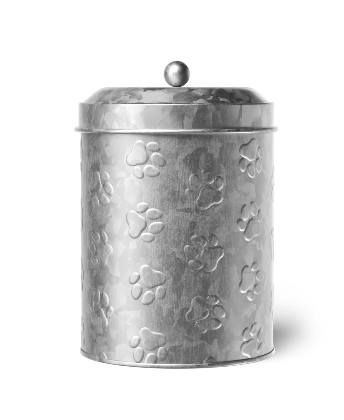 Puppy Paws Metal Food Canister, 64 oz., Galvanized Metal - Galvanized metal