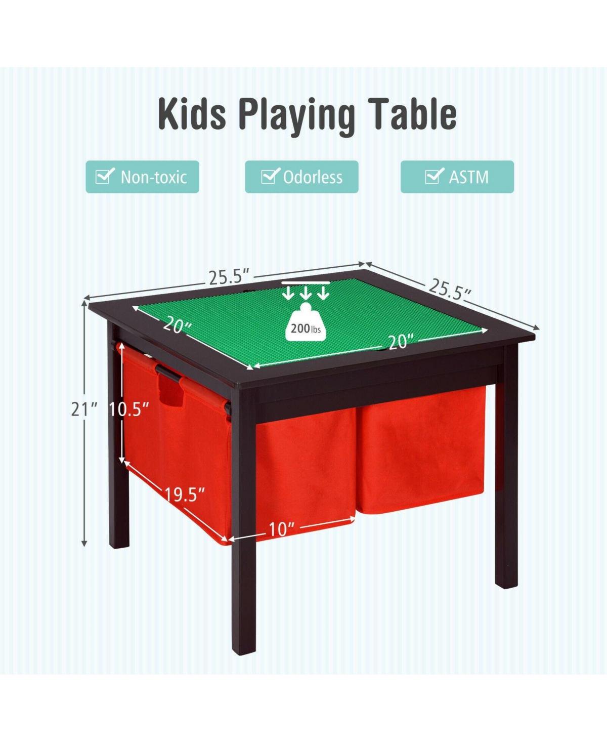 Slickblue 2-in-1 Kids Double-sided Activity Building Block Table with Drawers