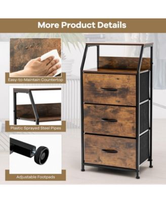 Freestanding Cabinet Dresser with Wooden Top Shelves