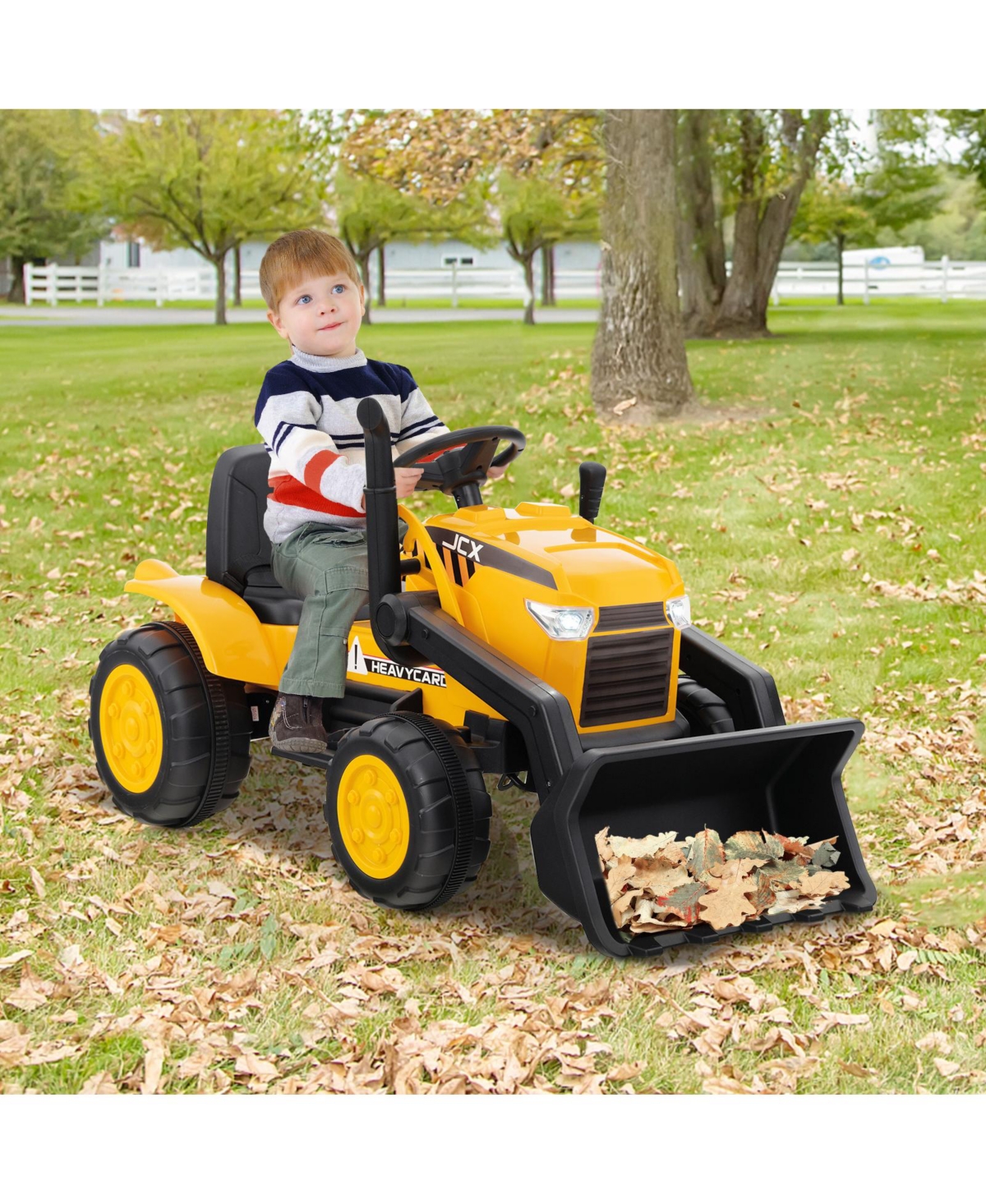 Slickblue 12V Kid's Ride on Excavator with Adjustable Digging Bucket-Yellow