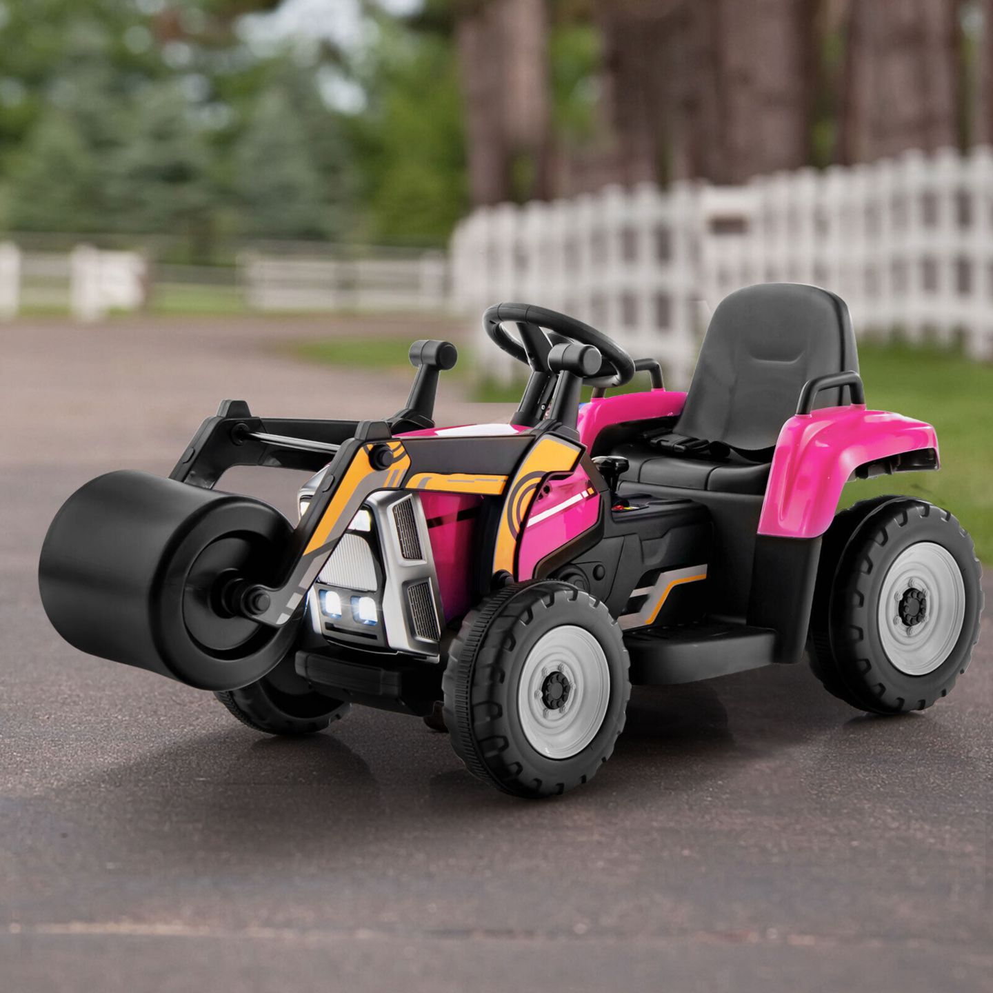 Детская игрушка Slickblue 12V Road Roller 2.4G Remote Control Ride-On, 66 lbs Capacity, 3–8 лет, цвет: Розовый — фото 6