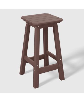 24" HDPE Outdoor Patio Counter High Backless Square  Set of 3