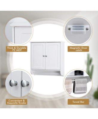 Wall Mounted Bathroom Storage Medicine Cabinet with Towel Bar