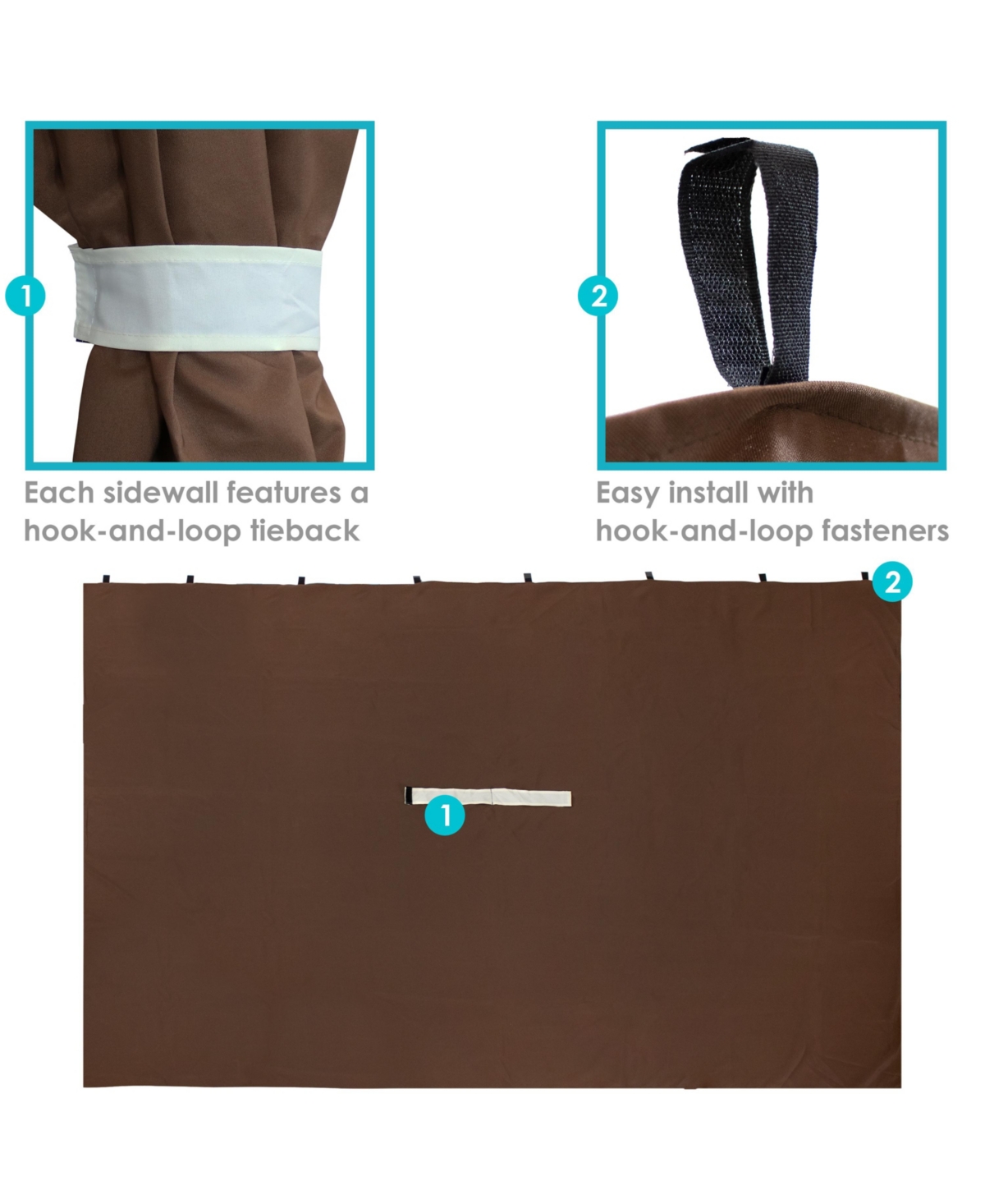 Sunnydaze Decor 4-Piece Polyester Gazebo Sidewall Curtain Set -- Brown