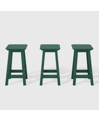 24" HDPE Outdoor Patio Counter High Backless Square Set of 3