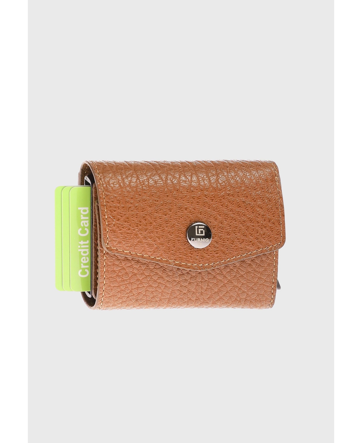 Furniq Uk Men's Genuine Leather Venous Pattern Snap Closure Wallet & Card Holder