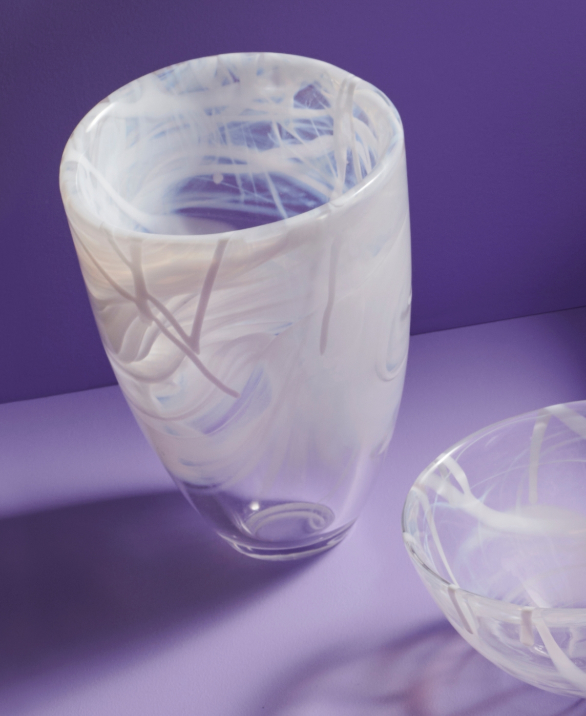 Kosta Boda Contrast White Vase, 8" In White