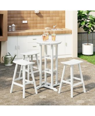 Outdoor Patio Bar Height Table and Bar Stool 4-Piece Dining Set