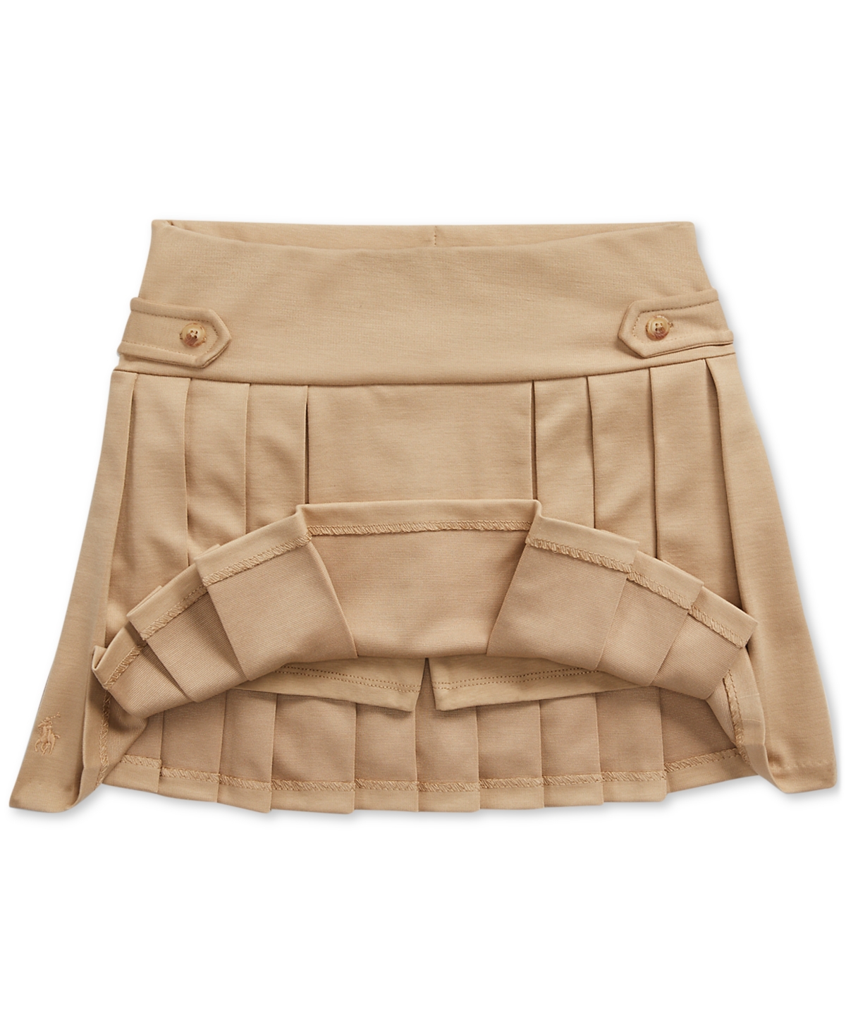 Polo Ralph Lauren Teen Girls Beige Cotton Pleated Skirt In Khaki