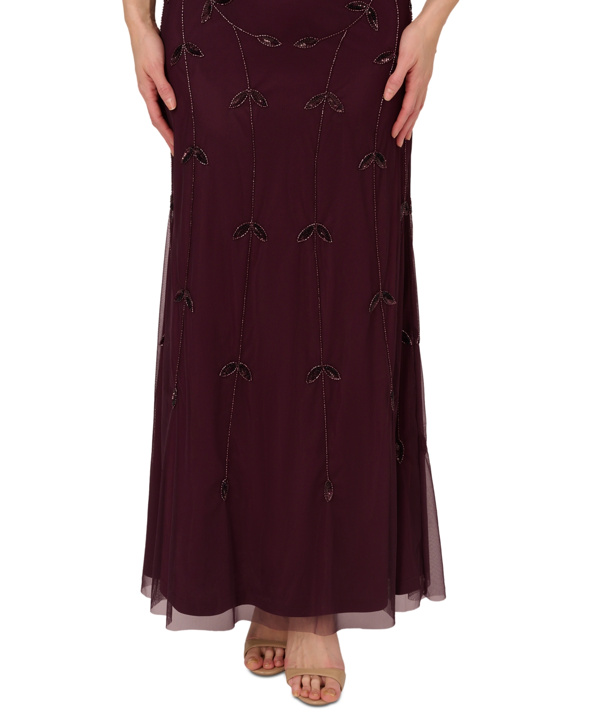 Adrianna Papell Women's V-Neck Sleeveless Beaded Blouson Dress