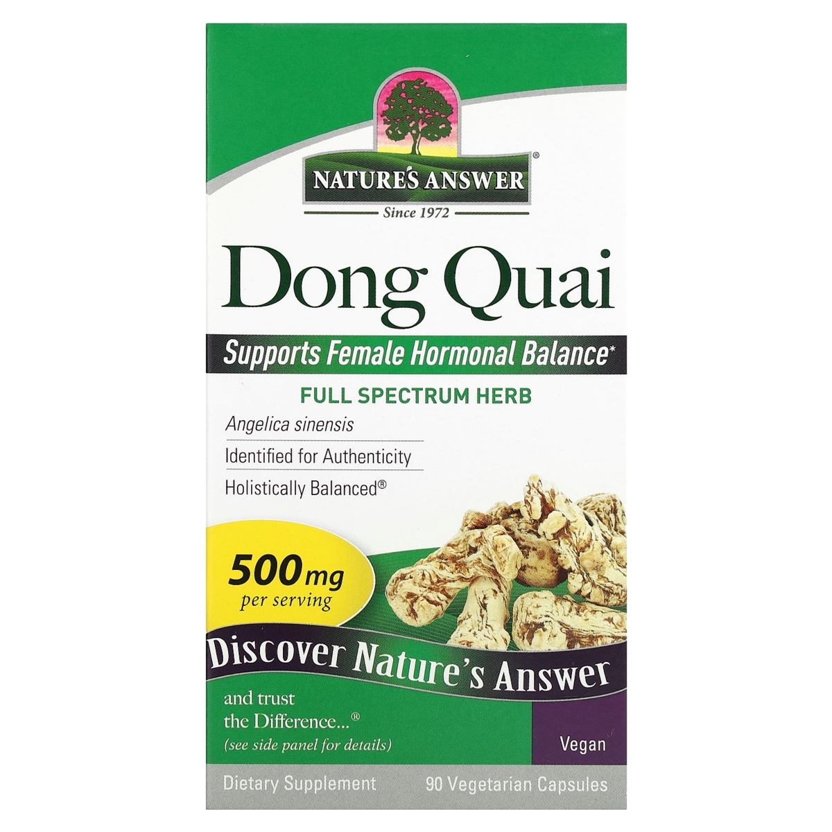 Dong Quai 500 mg - 90 Vegetarian Capsules - Assorted Pre-pack (See Table 9