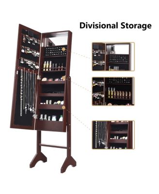 18 LED lights Mirrored Jewelry Cabinet Organizer