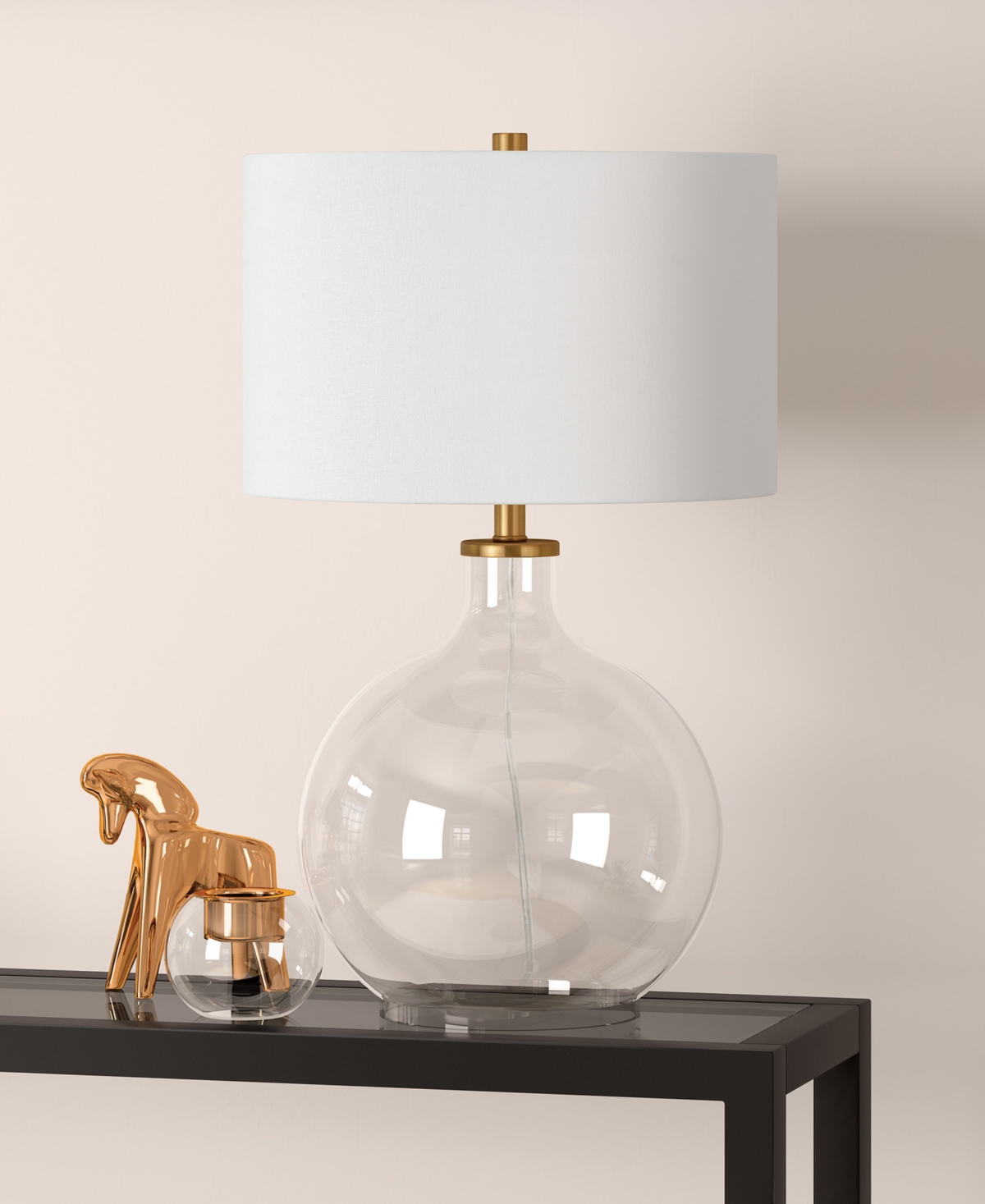 Hudson & Canal Laelia Table Lamp In Clear Glass,brass