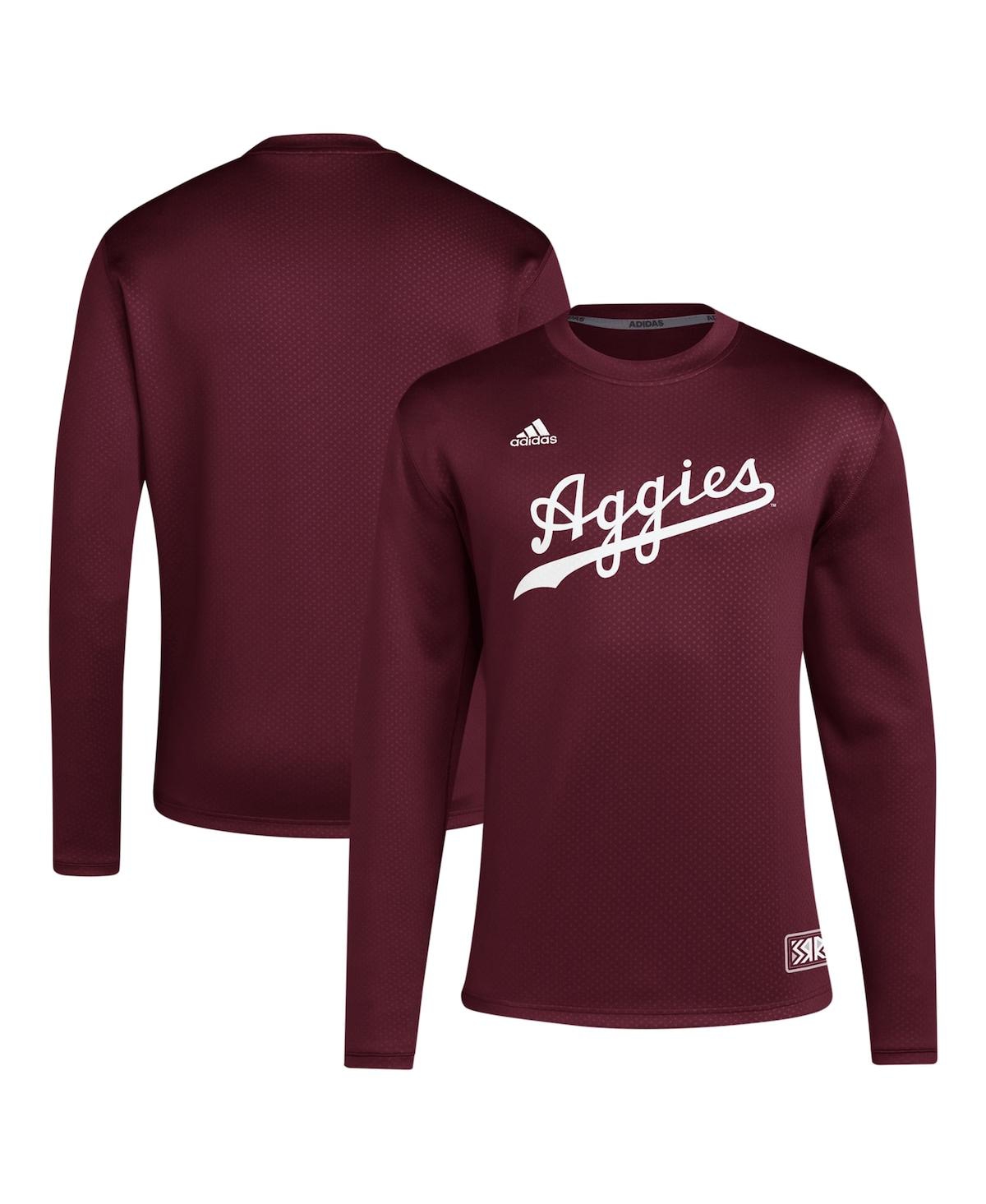 Adidas Originals Men's Maroon Texas A M Aggies Reverse Retro Baseball Script Pullover Sweatshirt In Burgundy