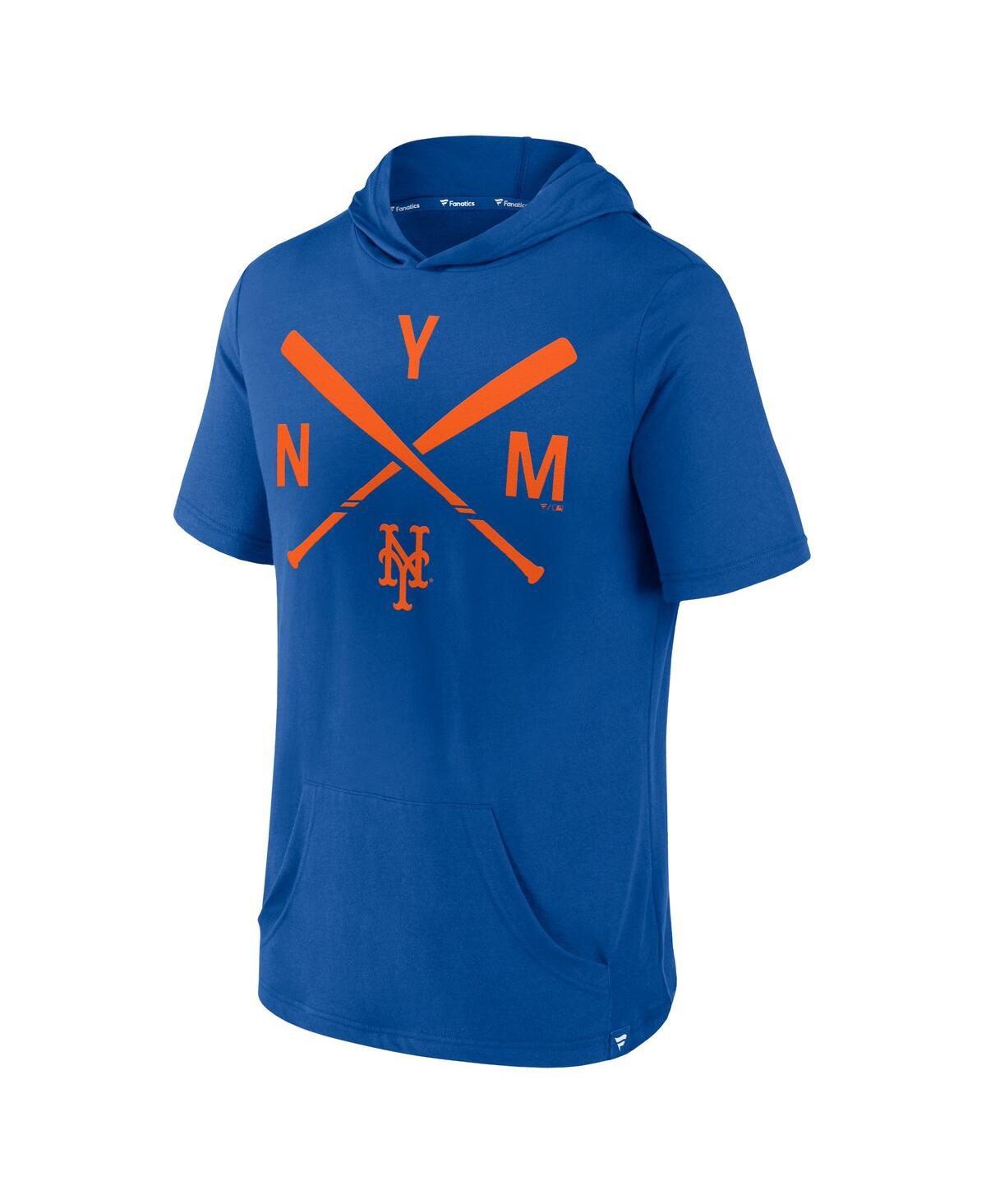 Fanatics Men'sNew York Mets Iconic Rebel Short Sleeve Pullover Hoodie - Royal