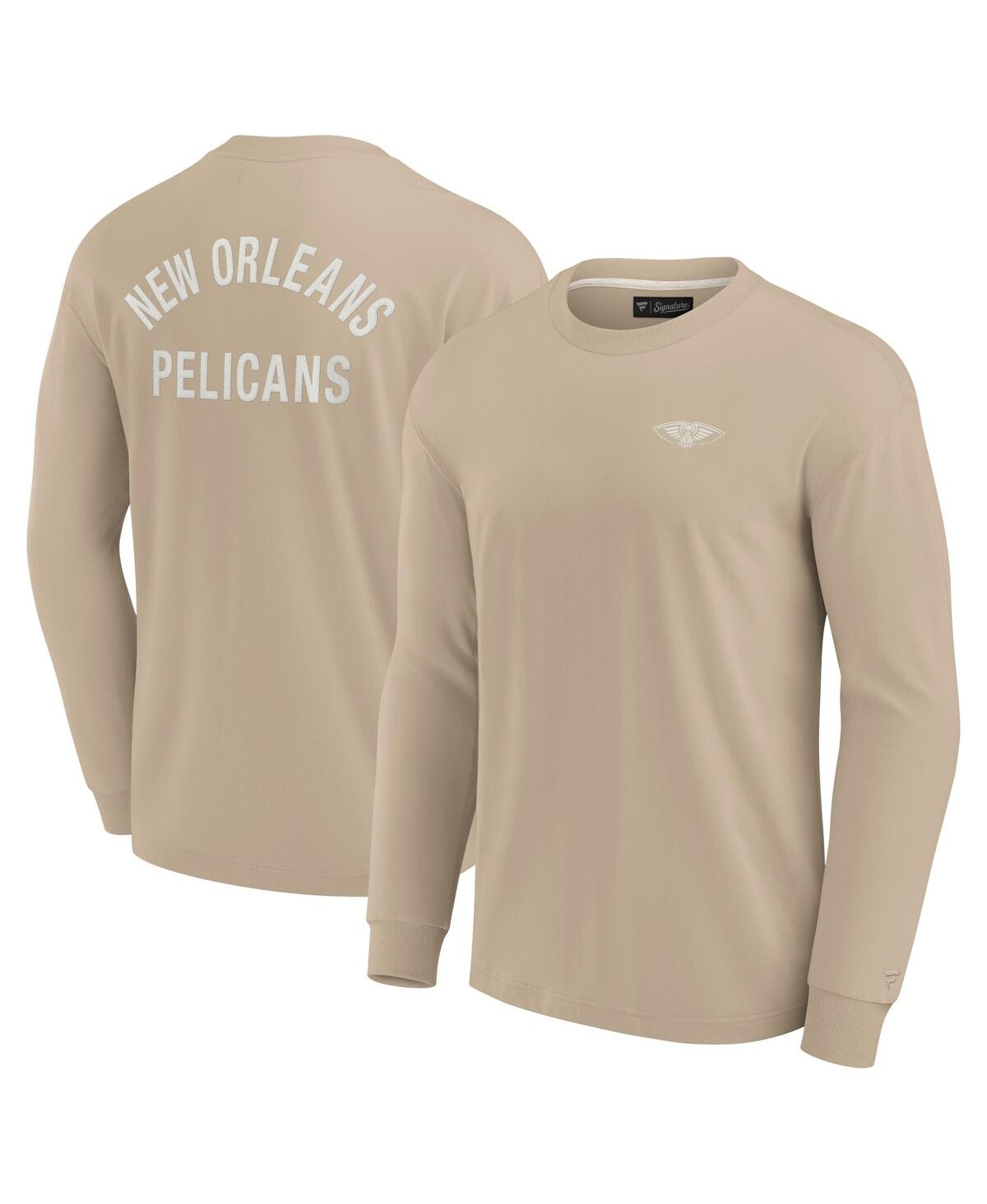 Fanatics Signature Men's And Women's Khaki New Orleans Pelicans Elements Super Soft Long Sleeve T-shirt