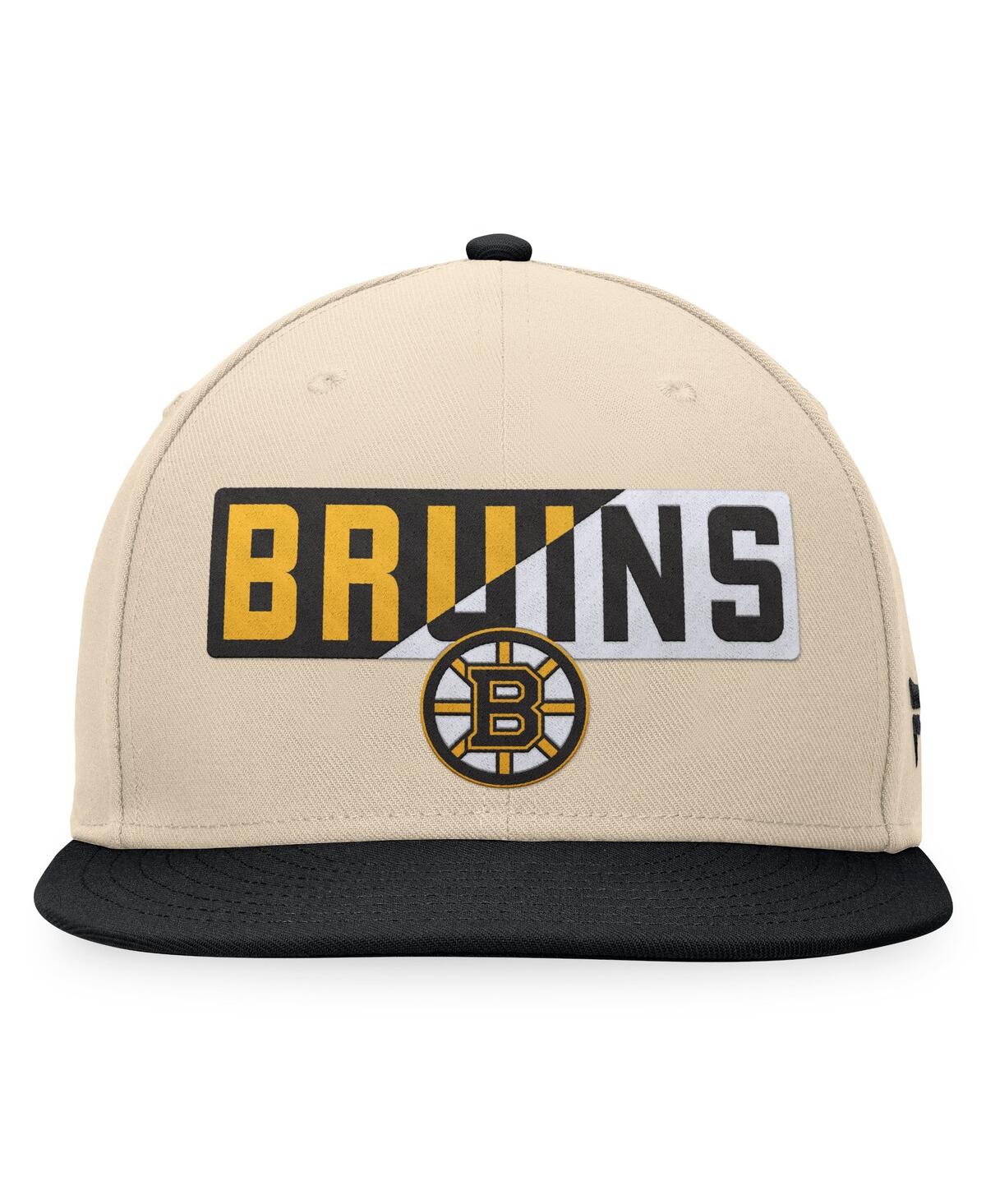 Fanatics Men's / Boston Bruins Goalaso Snapback Hat In Cream,black