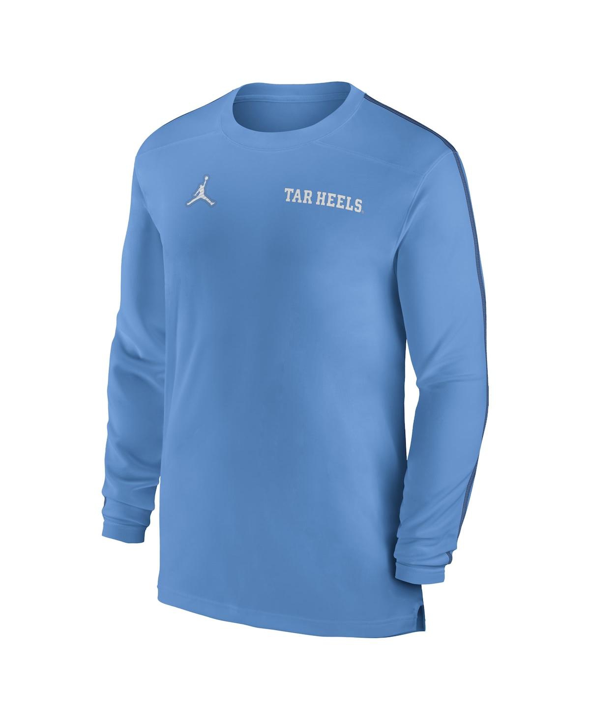 Shop Jordan Men's North Carolina Tar Heels 2024 Sideline Coach Uv Performance Long Sleeve T-shirt In Light Blue,navy