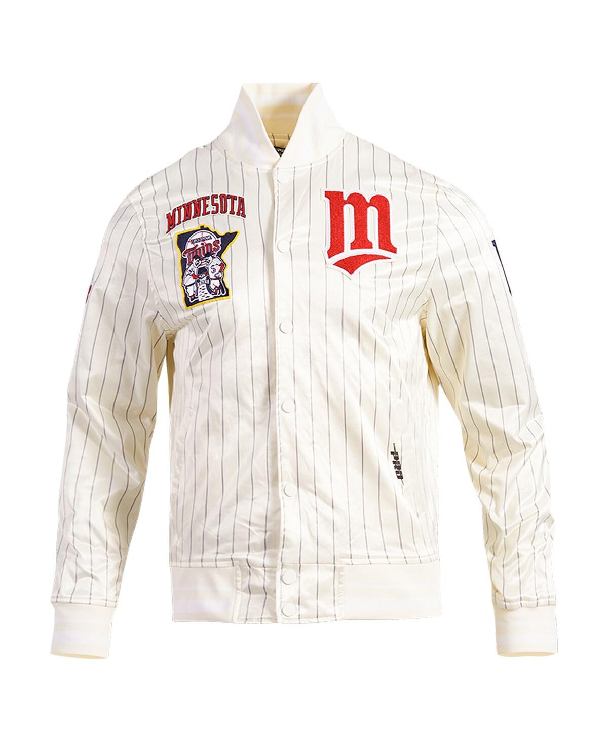 Pro Standard Men's Cream Minnesota Twins Cooperstown Collection Pinstripe Retro Classic Satin Full-snap Jacket In Cream