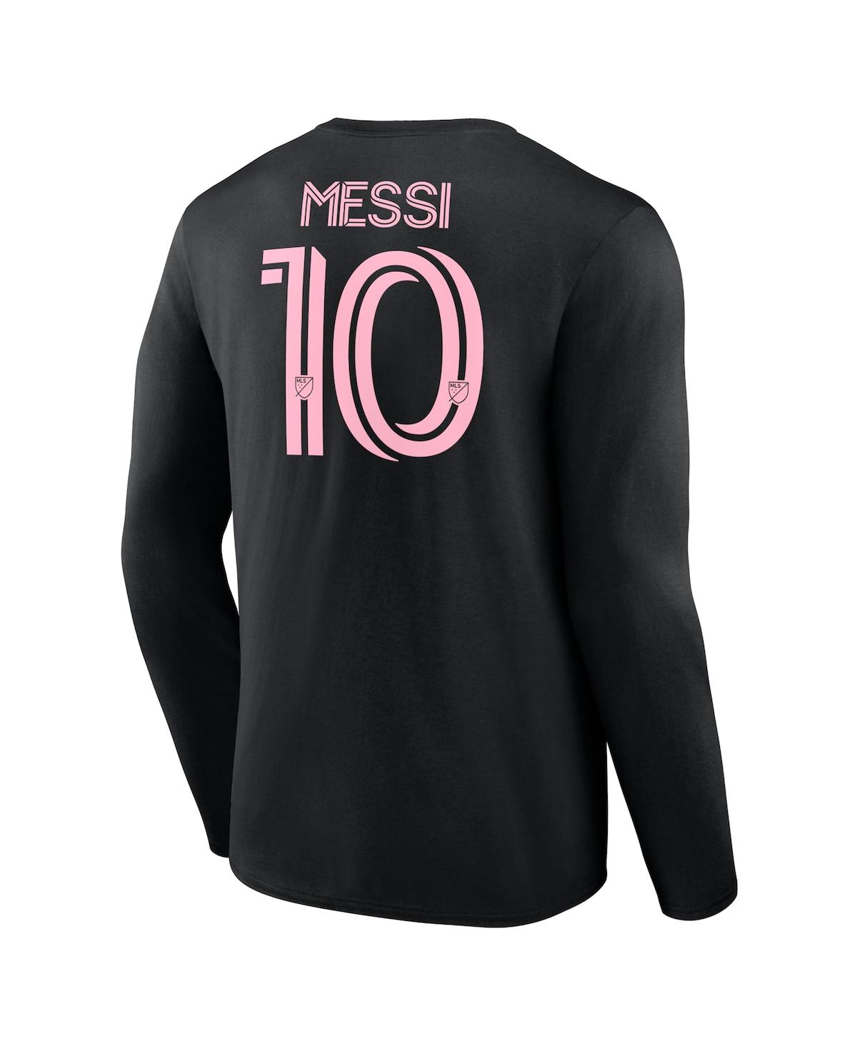 Fanatics Men's Lionel Messi Inter Miami Cf Authentic Stack Name Number Long Sleeve T-shirt In Black