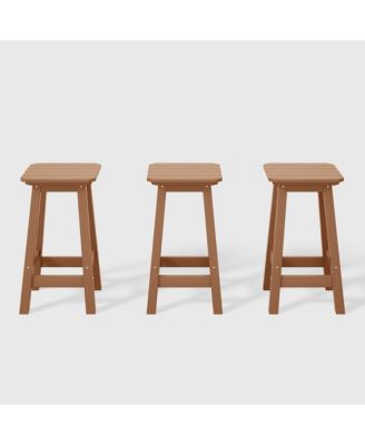 24" HDPE Outdoor Patio Counter High Backless Square  Set of 3