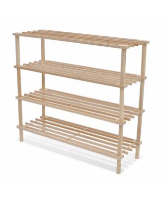 4-Tier Shoe Racks 2 pcs Solid Fir Wood