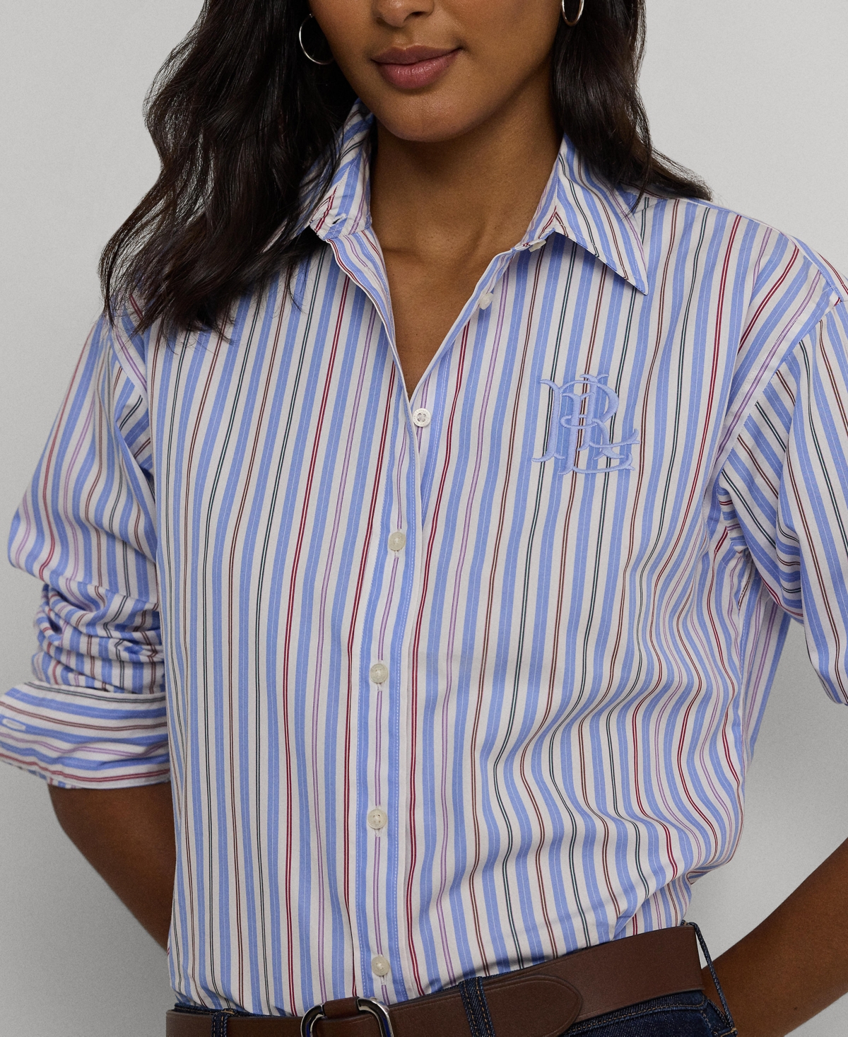 Lauren Ralph Lauren Petite Relaxed-Fit Striped Broadcloth Shirt