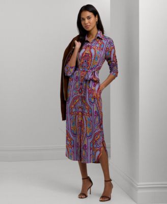 Lauren Ralph Lauren Women s Belted Paisley Shirtdress Macy s