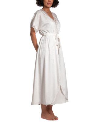 Women's Satin Jacquard Lace-Trim Robe