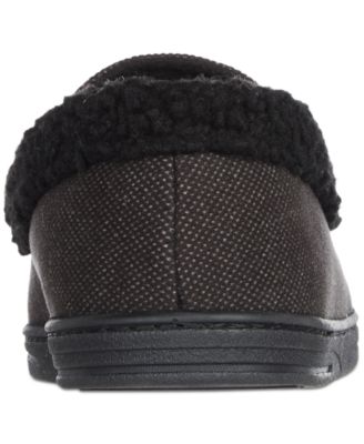 Men's Brushed Knit or Plaid Lewis Moccasin Slipper with Fleece Lining and Memory Foam 