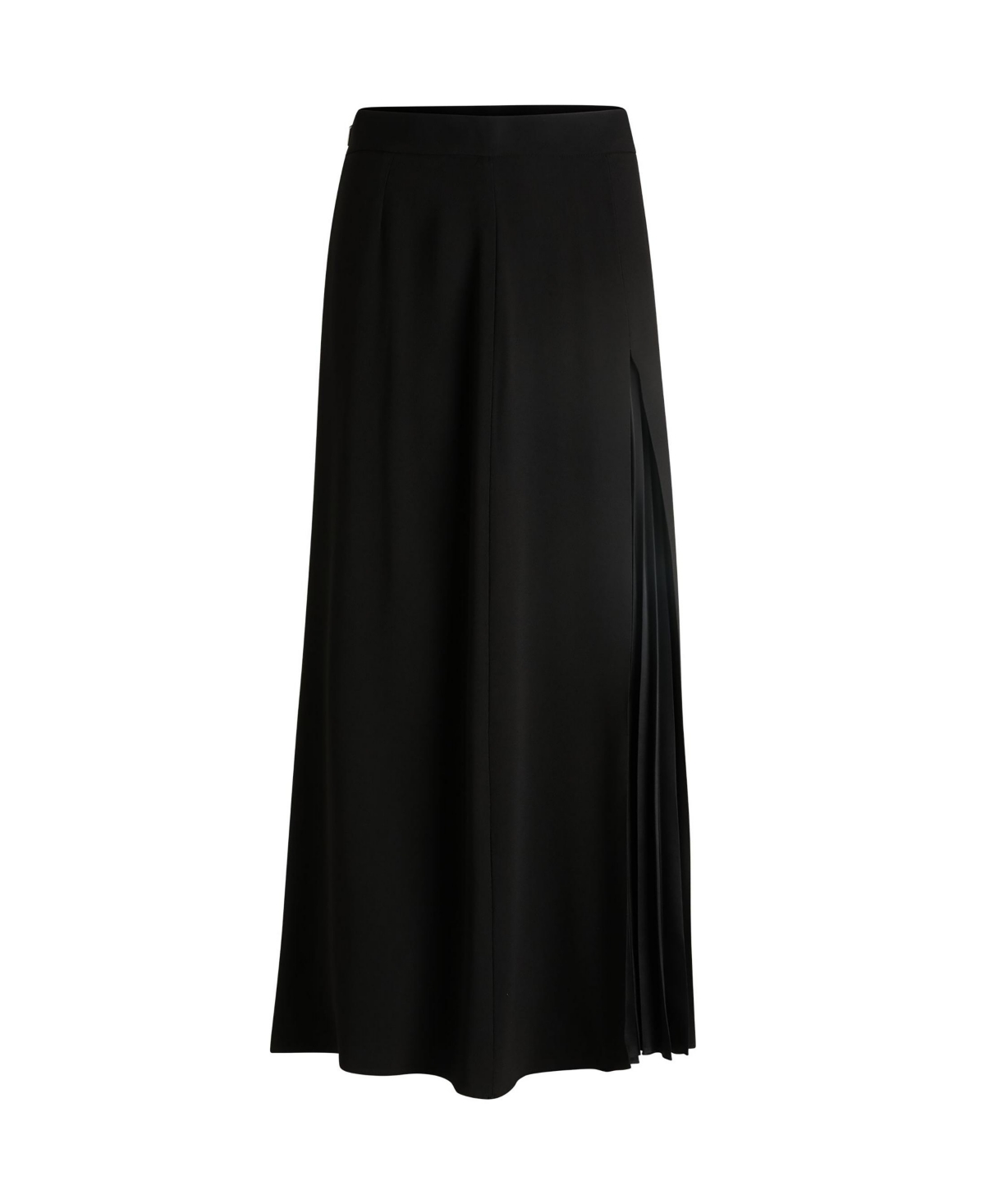 Hugo Boss Boss Vapliso Pleated Jacquard Midi Skirt In Black