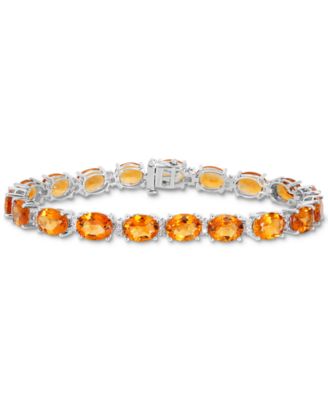 Garnet (28 ct. t.w.) & White Topaz (3/8 ct. t.w.) Oval Link Bracelet in Sterling Silver (Also in Blue Topaz, Amethyst, Peridot, & Citrine)