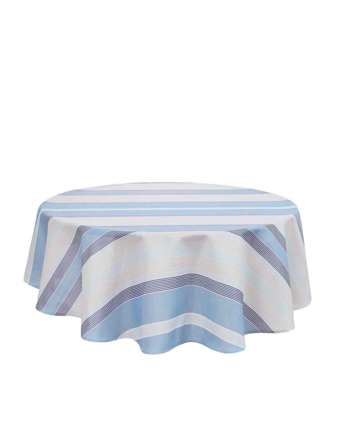Avanti Breakers Stripe Water-resistant Indoor And Outdoor Tablecloth, 70" Round In Blue