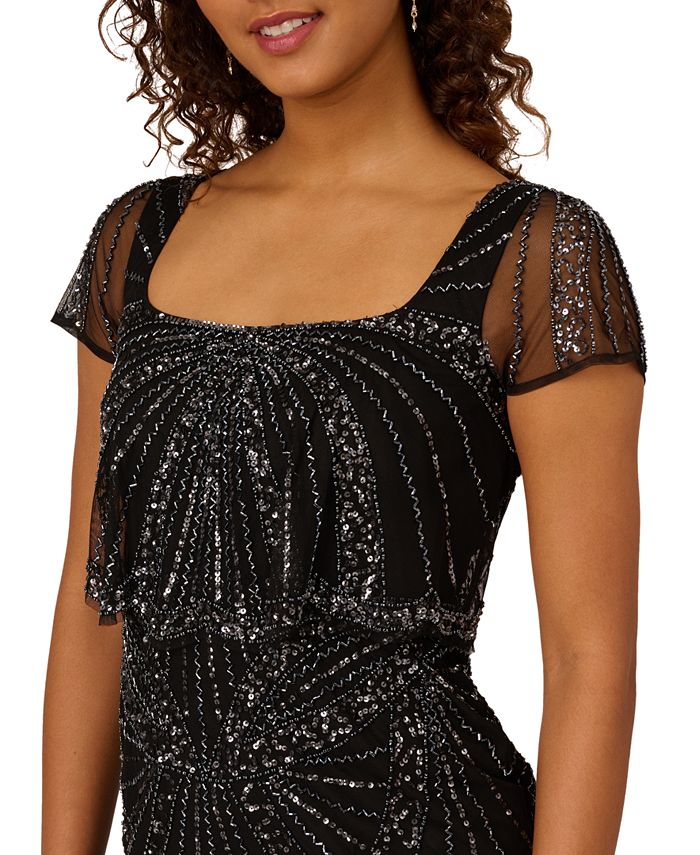 Women s Beaded Short Sleeve Popover Dress