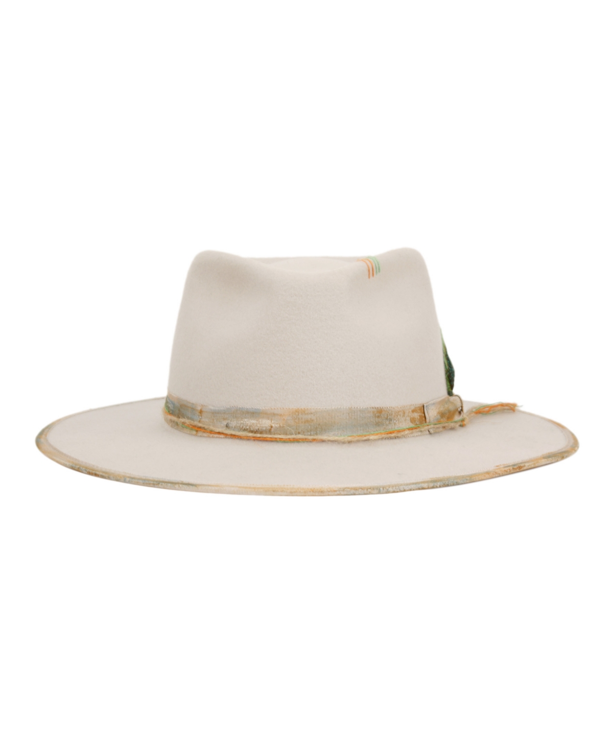 Angela & William Vintage-like Flat Brim Felt Fedora Ranch Hat In Lt Gray